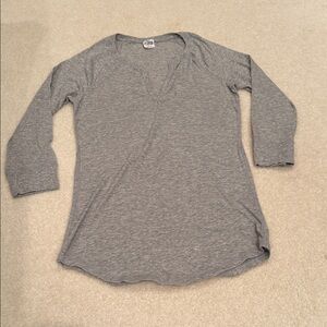 PINK Victoria’s Secret Gray Women's V-Neck Henley Top 2000s